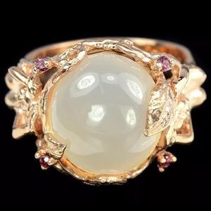 Natural Chalcedony Rhodolite Sterling Silver Ring